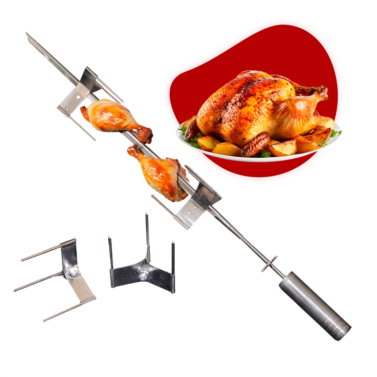 Espeto de Garras Giratório Premium para Frango