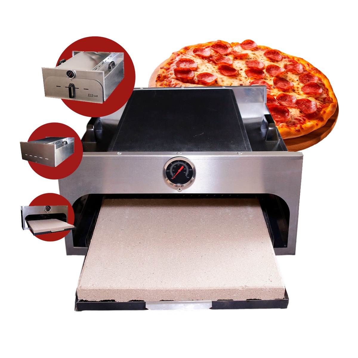 Forno de Pizza Para Churrasqueira Quadrado Inox