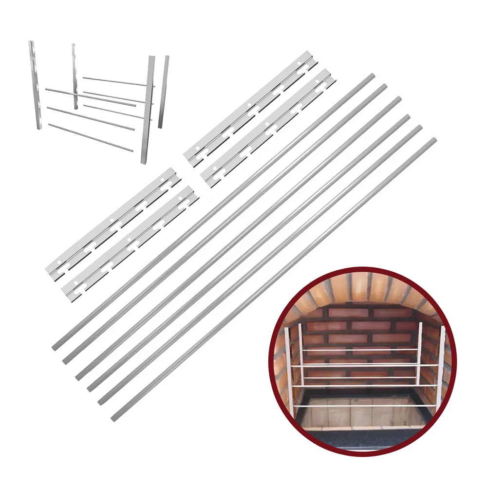 Suporte Fixo 70cm Inox para Espetos Churrasqueira Alvenaria